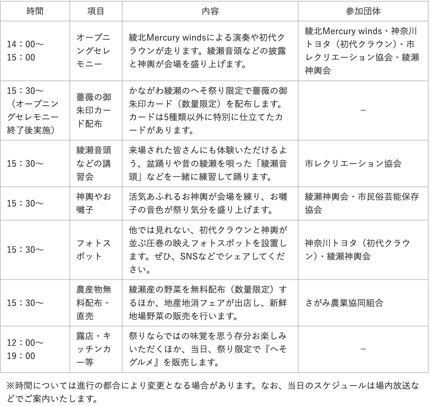 タイムテーブル
