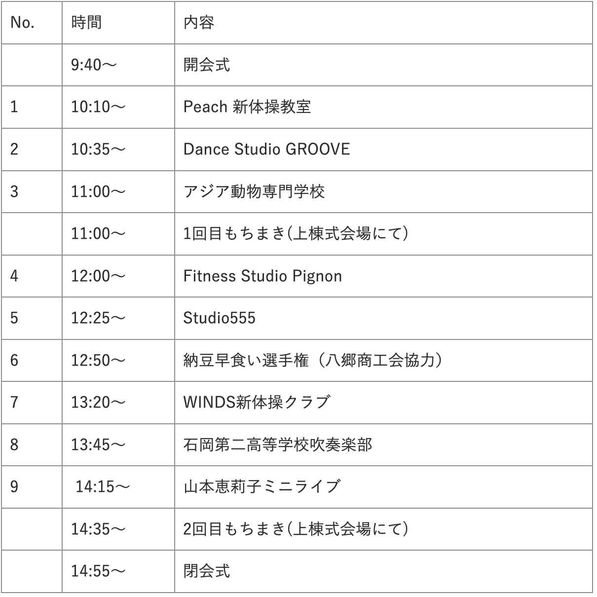 タイムテーブル