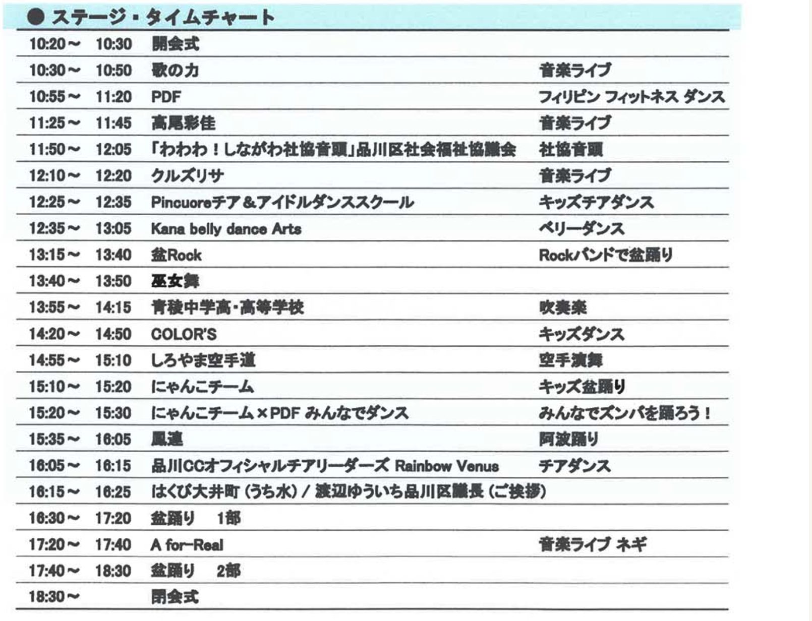 タイムテーブル
