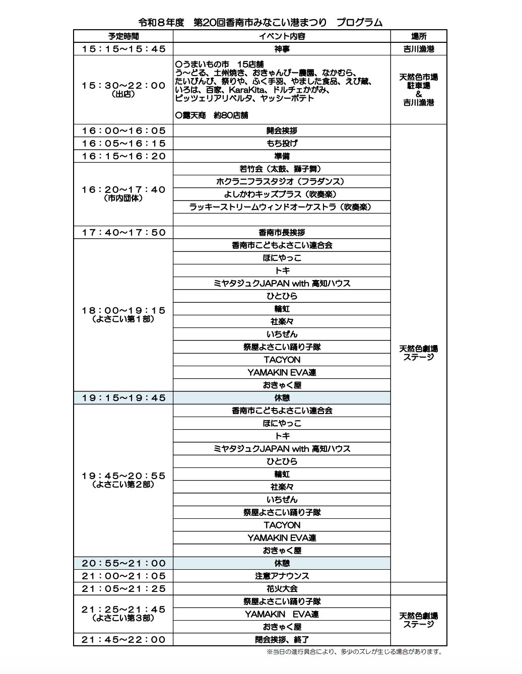 タイムテーブル
